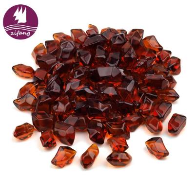 China New Contemporary High Quality Amber Fire Pit Crystals Fire Glass Rocks for sale