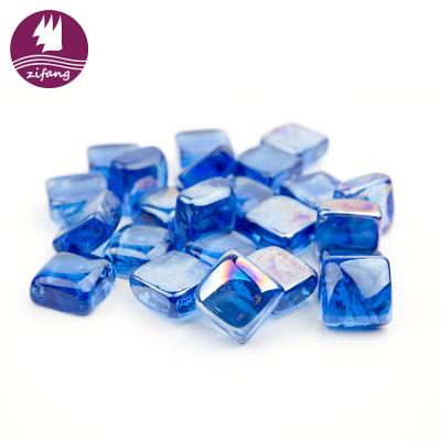 China Top Fire Pit Decoration Fire Pit Glass Beads Decoration Treasures Garden Stocked Glass Cubes for sale