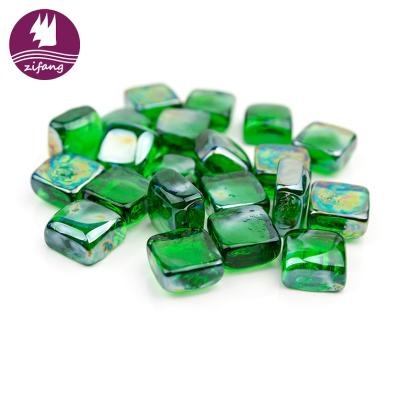 China Eco - Friendly Fireplace Parts Square Shaped Fire Crystal Glass Cube Beads for sale