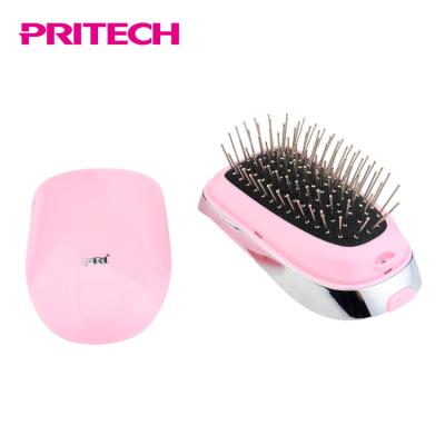 China Pink PRITECH Ionic Compact Hair Brush Factory Made Private Label Compact for sale