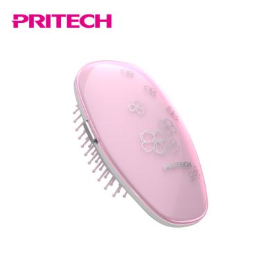 China PRITECH 1*AAA Bristle Cushion Compact Battery Operated Electric Detachable Hair Brush for sale