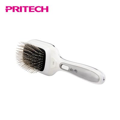 China PRITECH Cushion Vibration Massage Talker Hair Brush Duct Rubber Ionic Hair Brush For Sale for sale