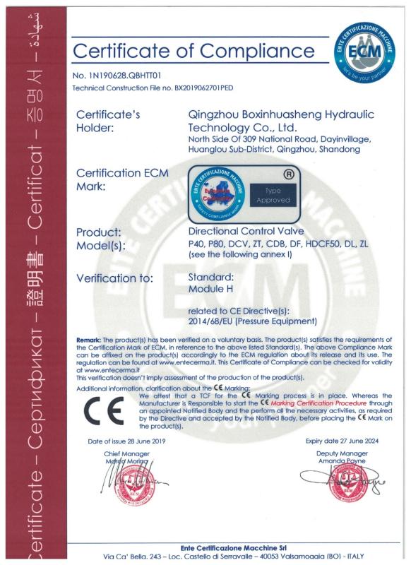 CE - Qingzhou Boxin Huasheng Hydraulic Technology Co., Ltd.