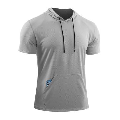 China 2022 Hot new QUICK-DRY men's hooded muscle loose and quick-drying fitness basketball training suit T-shirt for sale