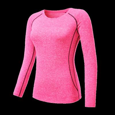 China 2022 New Women's Sports Tights Long Sleeve Breathable Elastic Fitness Clothes Quick Drying Basketball Yoga Slim Running T-shirt for sale