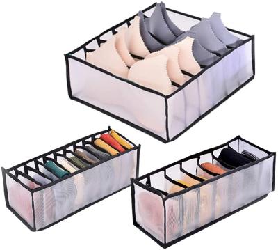 China Foldable Household Drawer Storage Box Underwear Mesh Bra Storage Box Socks Bedroom Viable Storage Box Cabinet for sale