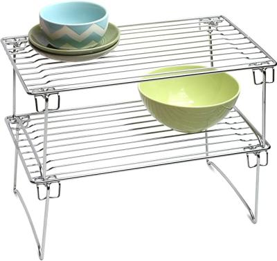 China 2 Tier Kitchen Dish Rack Metal Storage Shelf Cabinet Stackable Organizer Storage Rack Viable Large for sale