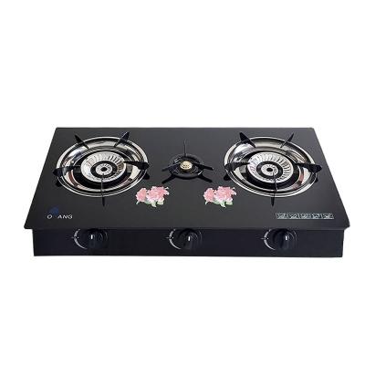 China Household Tabletop 3 Burner Top Gas Glass Cooker BOWANG- (BW3208) for sale