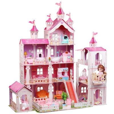 China DIY TOY Dollhouse with wheelchair accessible lift, pool, slide and 70 accessories including furniture and household items, gift for for sale