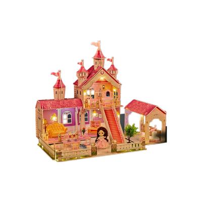 China DIY PLAY 2021 Latest Children's Game Interactive Furniture Toy Pink DIY Kids Miniature Doll House for sale