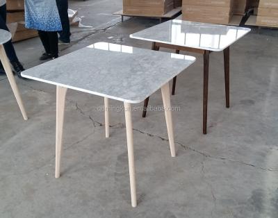 China Mid Century Modern Solid Wood Marble Top Dining Table For Sale for sale