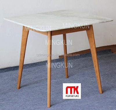 China Solid Wood Selling American White Oak Leg Dining Table Natural Marble Marble Top Dining Table for sale