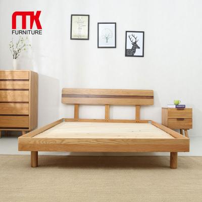 China Modern Solid Wood Bed Room Furniture Solid Wood Oak Double Bed Set for sale