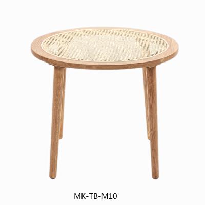 China New Design Indoor Use Natural Rattan Cane Coffee Table Side Table with Oak Wood Frame for Living Room Furniture for sale