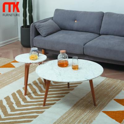 China Eco - Friendly Marble Coffee Table With Wooden Legs Living Room Furniture Wooden Coffee Table for sale