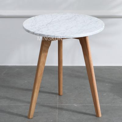 China Solid Wood Carrara Table White Marble Top Side End Table For Sale for sale