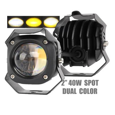 China DSK High Low Beam 12V 24V IP68 40W Mini Led Driving Light E-bike Motorcycle Spotlight 40W Parts/Pc Aviation Aluminum Double Lens Yellow White Color For Motorbike for sale