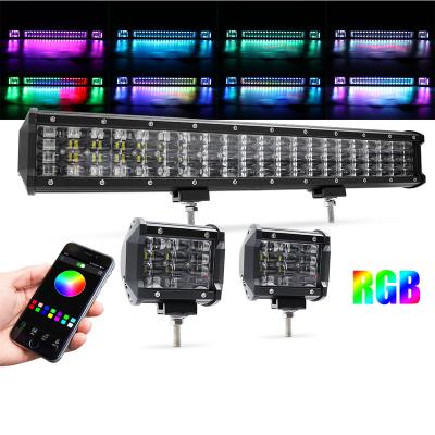 China 4x4 kc Offroad Lights Die Cast Aluminum Housing Truck Led Light Bar Remote RGB Hunting Ledbar UTV Chase Ba Car Led Light Bar White OEM CREE Frame for sale