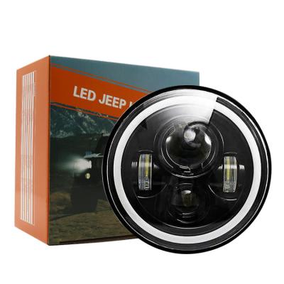 China New 2022 Aluminum Alloy Auto Lighting Systems 7 Inch Round Headlight Led Lens Headlamp For Jeep Wrangler JL Led Fog Lights Angel Eye for sale