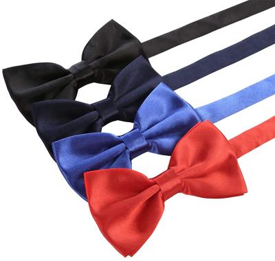 China Bow tie Pre-tied classic formal male tuxedo wedding party butterfly tie solid color men's pre-tied bow tie for sale