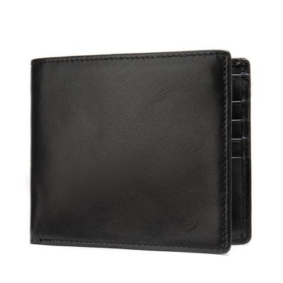 China RFID Genuine Leather RFID Blocking Pocket Slim Wallet For Men for sale