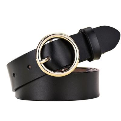 China Cowhide Leather Belt Women Retro Classic Simple Round Pin Buckle Female Belt for sale