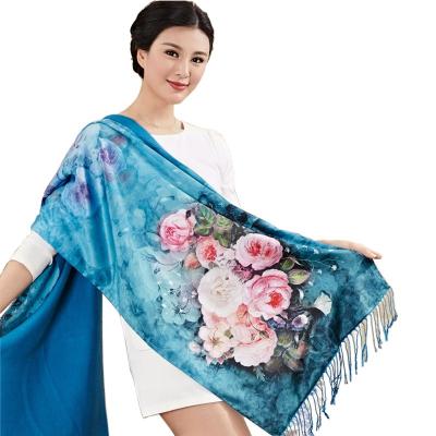 China Hot Pastoral Style Long Pashmina Print Shawl Two Sides Use Women Cashmere Scarves Female Silk Scarf for sale