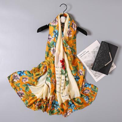 China Large Satin Scarf 180*90cm Silk Scarf Women's Designer Satin Shawls Lightweight Wraps Long Silk Scarf for sale