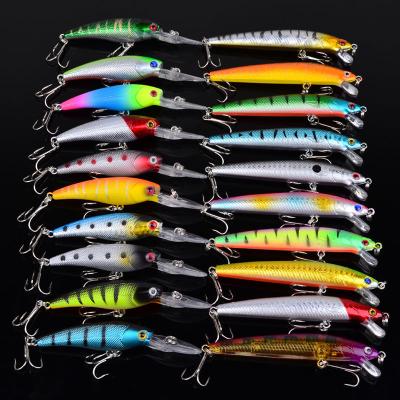 China 20Pcs/set Mixed Hard Tackle/Artificial Bait Set Wobbler Bass Pike Crankbait Swimbait Minnow Carp Snap Fishing Lure Kit F02-2 for sale