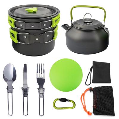 China K25 Mountaineering Outdoor Pot Equipment Set Cookware Cooker BBQ Tableware Aluminum Camping Pot for sale