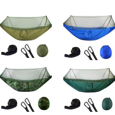 China Adult Pop Up Camping Hammock With Mosquito Net Portable Quick Freezing Up Hanging Sleeping Bed 250x120cm Outdoor Hamak Hammock for sale