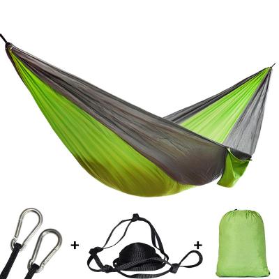 China Travel Adult Outdoor Backpacking Survival Hunting Portable Single Sleep Bed Hammock Double Bed With 2 Straps 2 Carabiners for sale