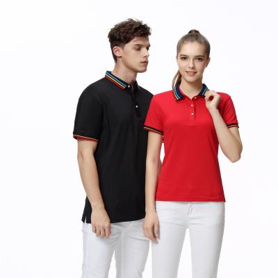 China Cotton/Polyester Short Sleeve T-shirt Rainbow Lapel Solid Color Mens Golf Business QUICK DRY Polo Shirt for sale