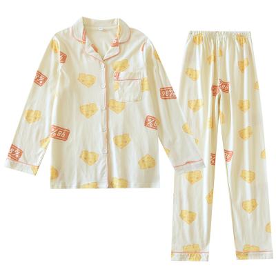 China New Arrival Color Homewear Knitted Cheese Pajama Set Pure Cotton QUICK DRY Sleepwear for sale