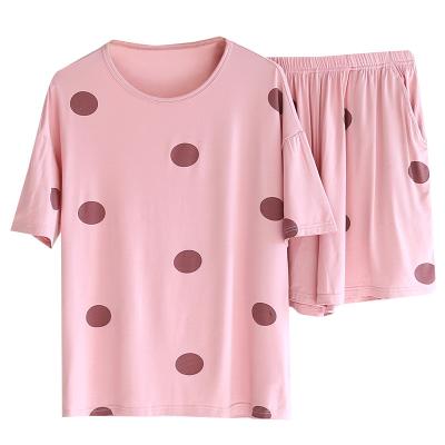 China Anti-wrinkle 2022 new women's summer polka dot pattern home wear T-shirt shorts set for sale