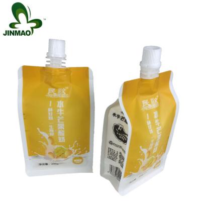 China Safety Food Grade Materials Stand Up Pouch With Spout For Liquid Yogurt Juice Milk Packing Packaging Bag for sale