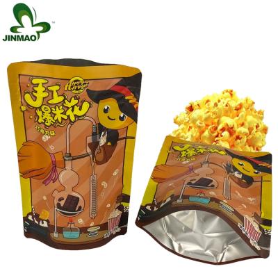 China Custom Logo Stand Up Pouch With Food Pouch Packaging Moisture Proof Plastic Zipper Top For Popcorn for sale