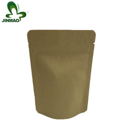 China Recycled Materials Customized Size Heat Seal Kraft Paper Block Bottom Stand Up Bag With Zipper for sale