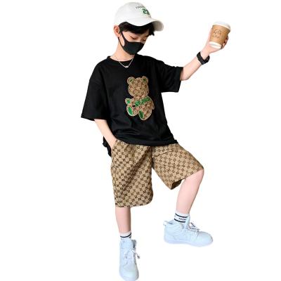 China 2022 New Trend Comfortable Boy Embroidery Short-sleeved Shorts Suit Boy Suit For Summer for sale