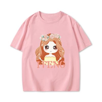 China Children's Short-sleeved T-shirt Summer 2022 New Style Girls Middle-aged Children Round Neck Cartoon for sale