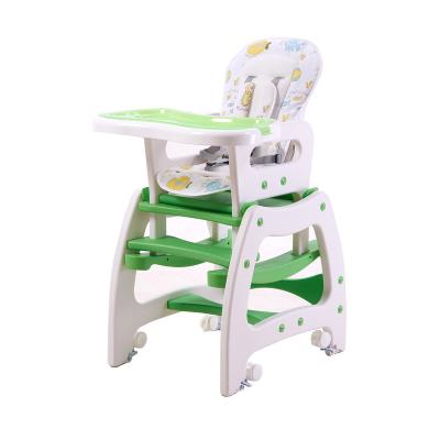 China 2021 Modern New Design Sitting Beech Solid Plastic Popular Baby Feeding Referee Chair With Adjustable Plastic Tray for sale