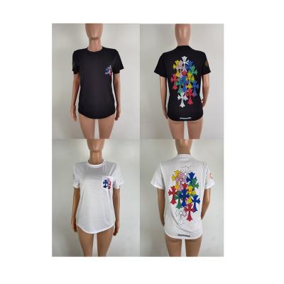 China 2022 Breathable Hot Selling Customized Positioning Printing Girls Summer Casual Short Sleeve Running Sports Crew White Adapted T-shirt for sale