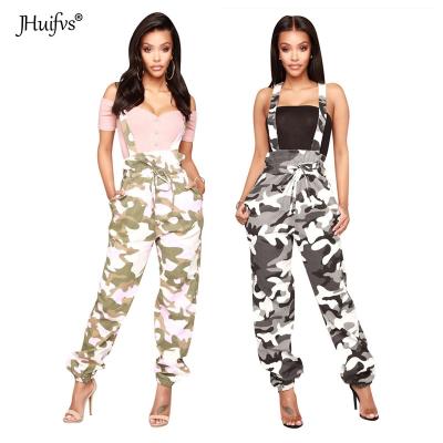 China 2021 Breathable Beautiful Casual Camouflage Printed High Waisted Sammie Skinny Pants Camouflage Print Suspender Pants Joggers Overalls for sale