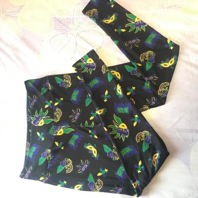 China High Waist Adults Hot Selling Kids Breathable Mardi Gras Masks Leggings New Orleans Scrolls Leggings for sale