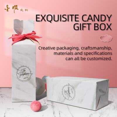 China Recycled Materials Marble Background With Irregular Color Customizable Gift Boxes Small Candy Box for sale