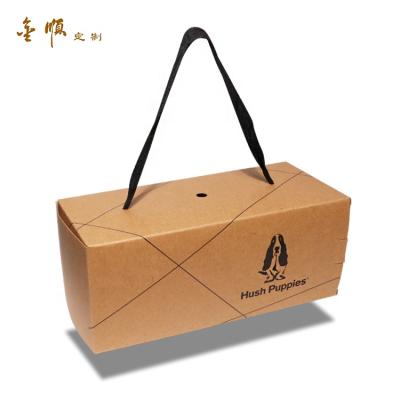 China Custom Size Biodegradable Wholesale Custom Gift Packing Brown Kraft Paper Box With Ribbon for sale