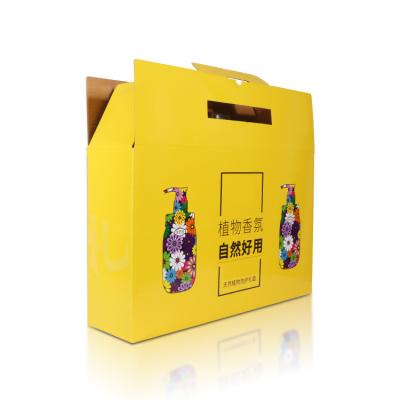 China Recyclable Printing Paper Box Large Custom Corrugated Box Handle Cosmetic Corrugated Shampoo Box for sale