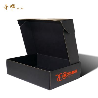 China Biodegradable Gold Foil Logo Wrinkle To Recycle Black Cardboard Announcement Box Paper Shipping Boxes With Custom Printing for sale