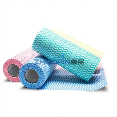 China Sustainable spunlace color kitchen rag dish cleaning cloth not nowen no dry rag passes roll for sale