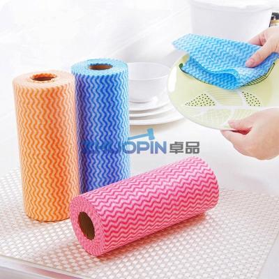 China Viable 35g spunlace color kitchen duster dish cleaning cloth not nowen no dry runs roll of a duster for sale